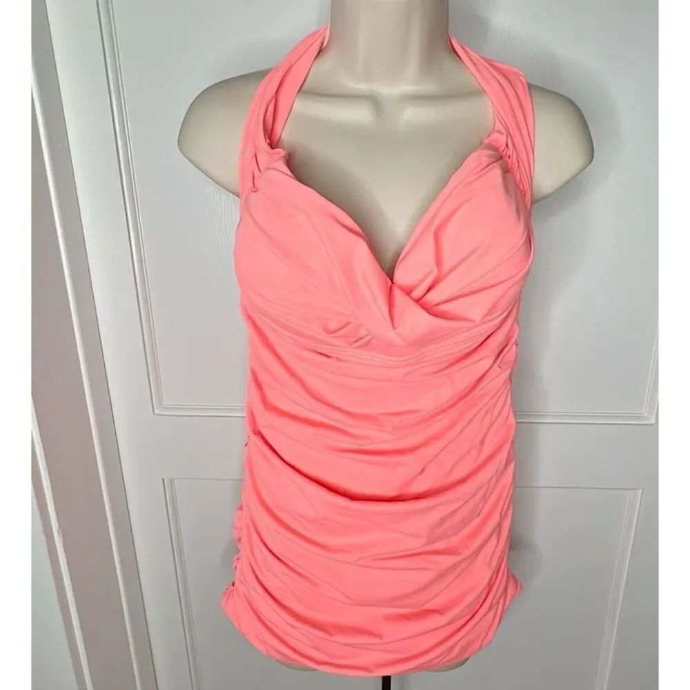 Charlotte Russe Coral One Piece Swim Dress Swimsuit Size XL